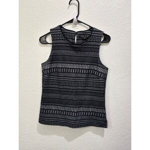 Banana‎ Republic Womens Fitted Textured Knit Navy and White Sleeveless Small Top